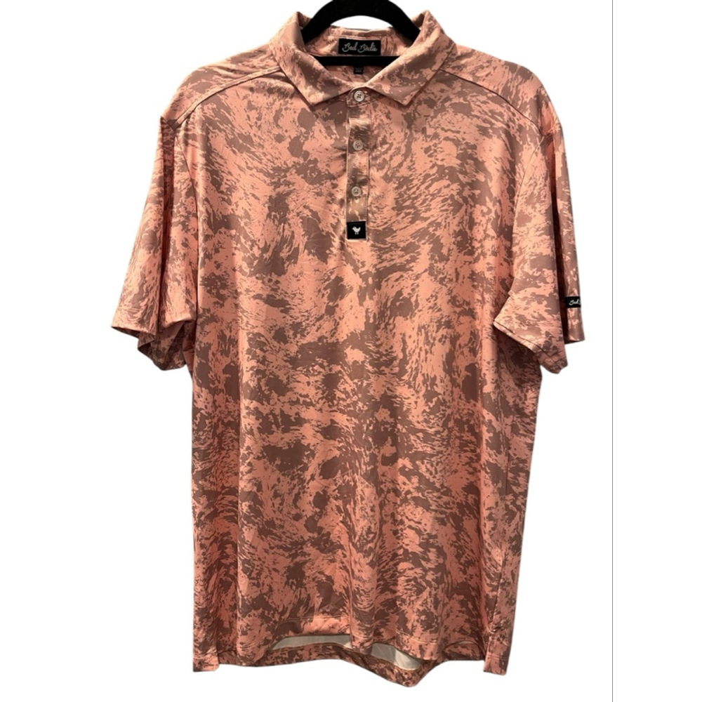 Bad Birdie Rover Pink Short Sleeve Golf Polo Men's Size Large Outdoors Camo